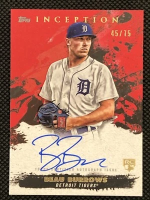 2021 Beau Burrows Topps Inception Rookie and Emerging Stars Autographs Red 45/75 - Image 1 of 3