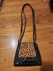 Cache Leopard Fur Leather Crossbody Handbag 
