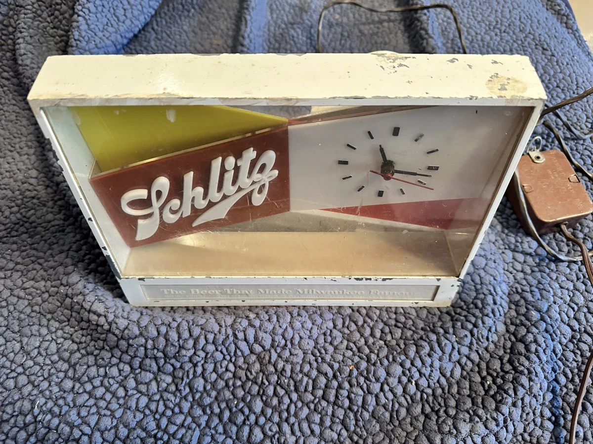 Vintage Beer Sign Clock In Collectible Schlitz Signs & Tins for