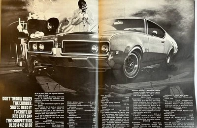 Vintage 1969 Oldsmobile 442 original Black And White Ad A588 - Image 1 of 4