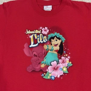 Vintage Y2K Lilo & Stitch Island Girl Glitter T Shirt Girls Medium Movie Disney - Picture 1 of 15