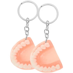 2 Pcs Denture Keychain Man Fun Keychains Halloween Gifts for Women Bulk - Foto 1 di 12