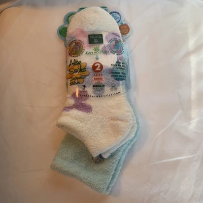 Calcetines con infusión de aloe Earth Therapeutics azul/blanco, paquete de 2, tallas 5-11 NUEVO Foto 1 de 4