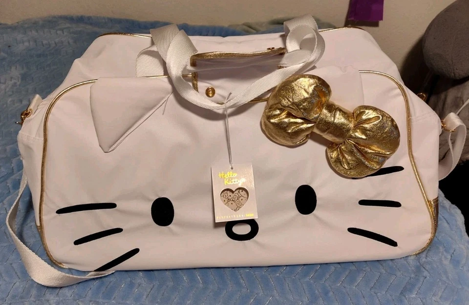 Pottery Barn 青少年 Hello Kitty® 金弓喷射套装回收行李袋闪亮 — 第 1/1 张图片