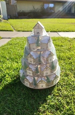 New Viral Hobby Lobby Light Up 5 Tier Wooden Village Advent Calendar Christmas - Image 1 of 4