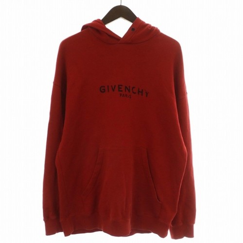 Givenchy Felpa Vintage con Cappuccio Manica Lunga Pullover Stampa Logo S Rosso xz