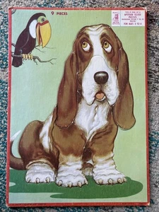 Vintage 1958 MB Milton Bradley Hound Dog & Toucan 9 Piece Puzzle Aptitude Test - Picture 1 of 1