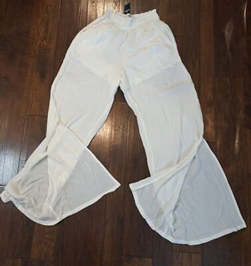 NWT Hollister Ultra High Rise Wide/Split Leg 100% Viscose Beach Pant Sz S White - Picture 1 of 16