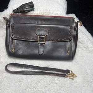 Dooney & Bourke florentinisches Leder braun mittlere Tasche Clutch FEHLER - Bild 1 von 12