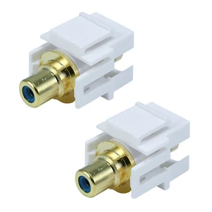 Keystone Jack-Modular RCA con centro azul tipo descarga, blanco (paquete de 2) - Imagen 1 de 1