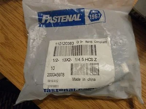 1/2-13 x 2-1/4 Grade 5 Zinc hex Cap Screws partial bag of 5, fastenal 110120383 - Picture 1 of 3