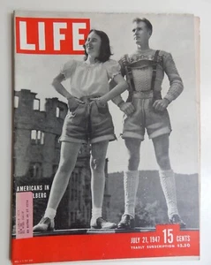 Life Mag July 21 1947 UFOs Eva Braun album Emmett Kelly yachts Marshall Plan - Picture 1 of 10
