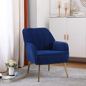 Mid-Century Soft Velvet Ergonomic Accent Chair for Living Room, Bedroom, Home - Picture 1 of 12