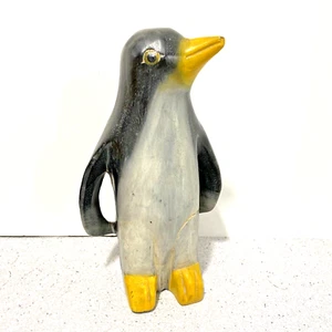 Figura de pájaro pingüino de madera tallada de colección arte popular primitivo pintado a mano - Imagen 1 de 13