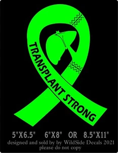 Lung Transplant Strong Decal Memorial Ribbon Vinyl Car Truck Laptop Sticker - Picture 1 of 3