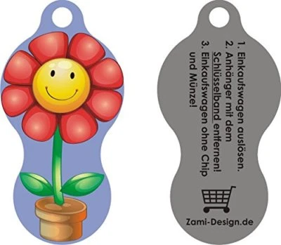 Flora Einkaufswagenchip Metall EDELSTAHL - Schl�sselanh�nger - sofort abziehbar