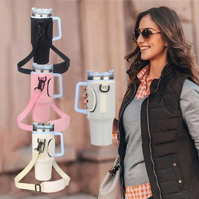 40oz Water Bottle Carrier Bag for Stanley Adjustable Shoulder Strap Mug Cover - Image 1 of 4