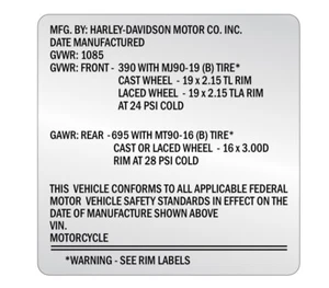 Vintage Frame ID Tag Vinyl Harley VIN # Custom Part Shovelhead fx fl FXR Etc. - Picture 1 of 2