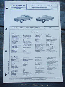 VW Karmann Ghia Typ 14 Coupe Cabrio  Prospekt VDA Typenblatt 11 112b 11/62