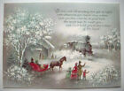 Welcoming The Train Glitter Vintage Christmas Greeting Card *A26