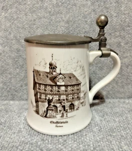 Kaiser W. Germany Vintage STAFFELSTEIN Ceramic Beer Stein with Hinged Pewter Lid - Picture 1 of 6