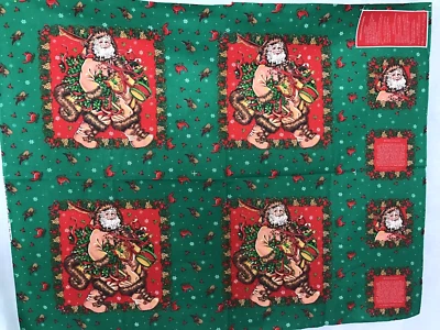 Cotton Quilt Fabric Woodland Santa,Pillow,Placemats Cheryl Johnson 1991 35"x44" - Image 1 of 2