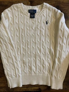 Polo Ralph Lauren Boys Small Cotton Cable Knit Pullover Sweater Ivory - Picture 1 of 5