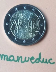 manueduc   LITUANIA   2015  2 Euros IDIOMA  LITUANO   GRACIAS   UNC  - Picture 1 of 2