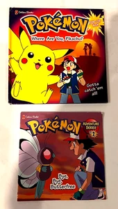JUEGO DE 2 LIBROS POP-UP VINTAGE WHERE ARE YOU, PIKACHU DORADO + BYE BUTTERFREE 1995 - Imagen 1 de 3
