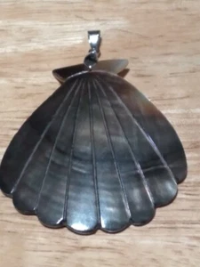 Unmarkiert Jakobsmuschel geformt ABALONE Muschel Anhänger Silber Hardware - Bild 1 von 2