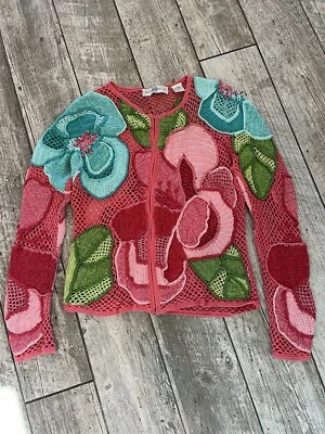 Suéter Cárdigan Vintage Marisa Christina Colorido Talla Pequeña Foto 1 de 4