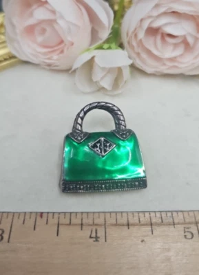 Bolso de mano Judith Jack broche de plata esterlina esmalte de marcasita verde Foto 1 de 4