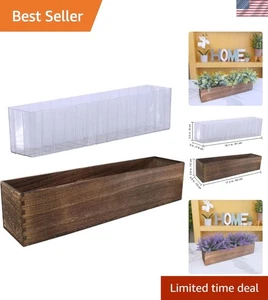 Charming Rectangular Wooden Planter Box 17.3" L x 3.9" W with Liner for Events - Picture 1 of 9