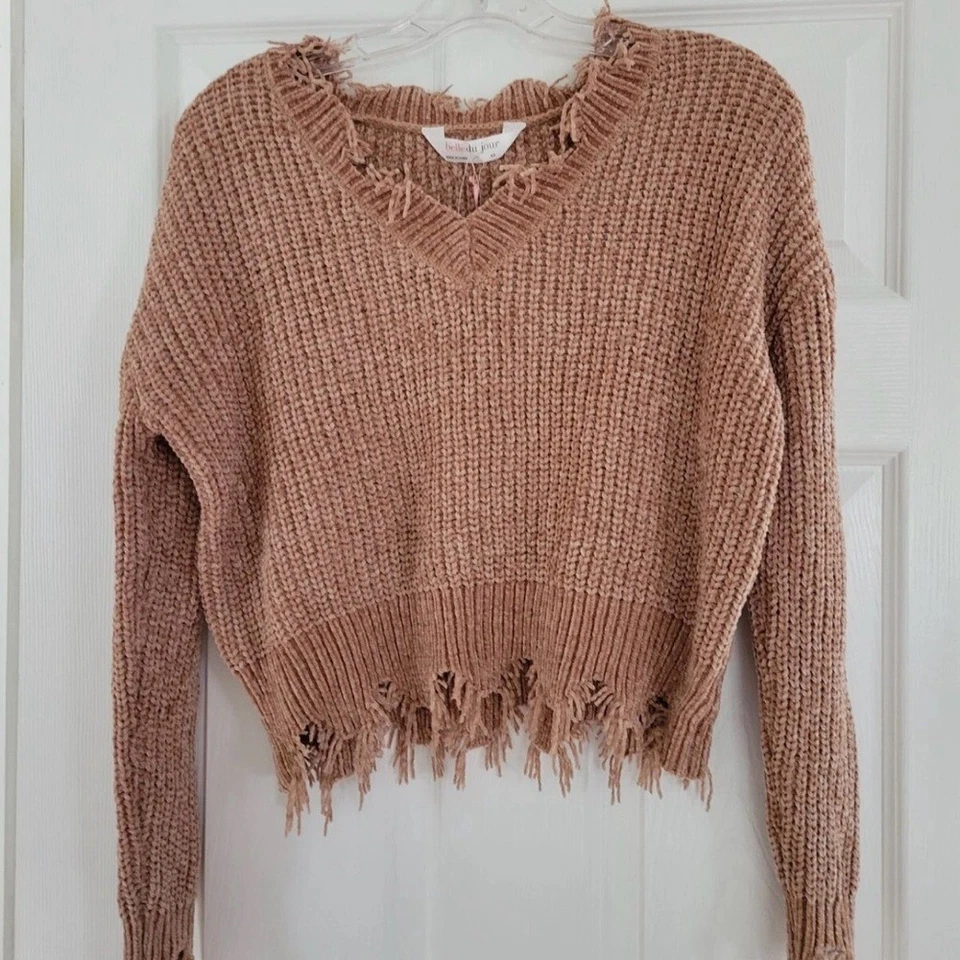Suéter Belle du Jour con flecos de caramelo envejecido, talla XS Foto 1 de 4