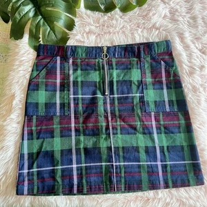 Children’s Place Navy Blue Green Maroon Plaid Stretch Skirt Sz 16 Academia - Picture 1 of 10
