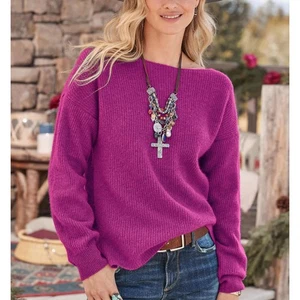 NUEVO CON ETIQUETAS SUNDANCE Jovie Suéter de Cachemira Orquídea Púrpura XL - Imagen 1 de 6