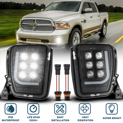 Bumper LED Fog Lights with DRL For 2013 2014 2015 2016 2017 2018 Dodge RAM 1500 Foto 1 de 4