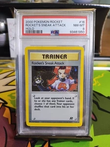 Rocket's Sneak Attack Team Rocket Holo #16 PSA 8 NM-MT 2000 Vintage Pokémon - Picture 1 of 9