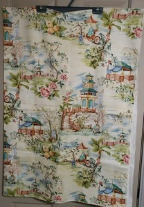 Beautiful Vintage Light Pastel Color Tablecloth with Japanese Scenes 54" x 78" - Picture 1 of 7