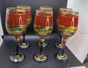 Pier 1 Festlich-Streifen Marokkanische Gold Akzente 9" Weinglas Menge 6 - Bild 1 von 10
