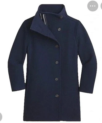 J. CREW Villa Coat Italian Stadium Cloth Nello Gori Wool Navy Sz 12 $398 BA538 - Image 1 of 4