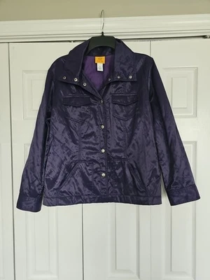 Womens Ruby Rd Size 16 Metallic Purple Jacket Pockets Snap Button Lightweight - Image 1 of 4