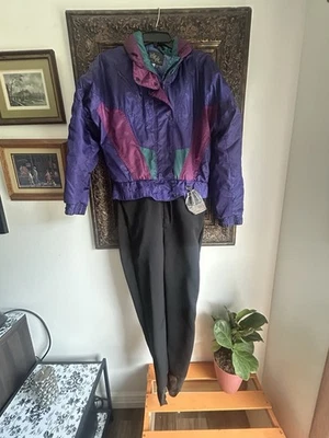 Vintage White Fir SkiWear One-Piece Snowsuit – Purple/Teal/Magenta – Women’s 12 - Image 1 of 4