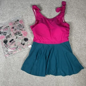 LATCHED MAMA Tankini Swimsuit Top Tank Pink Teal Nursing Breastfeeding Med Teal - Picture 1 of 6