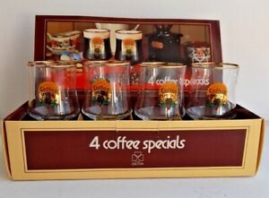 Coffee Glass Collectible Gift Set With Gold Rim