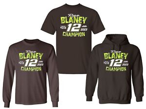 HOT!!! Ryan Blaney Team Racing 2023 Champion Cup Series Black T-Shirt #10 S-4XL