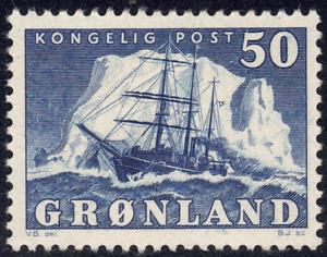 1950-60 Greenland SC# 35 - Polar Ship "Gustav Holm" -Crease-Catal. $ 50.00-M-H