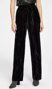 Pantalones Leyden Terciopelo Pierna Ancha Cintura Elástica Negros Talla Grande - Imagen 1 de 3