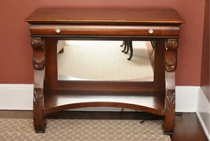 Antique Victorian Mahogany Single Drawer Mirror-Backed Console Server Table - Picture 1 of 12