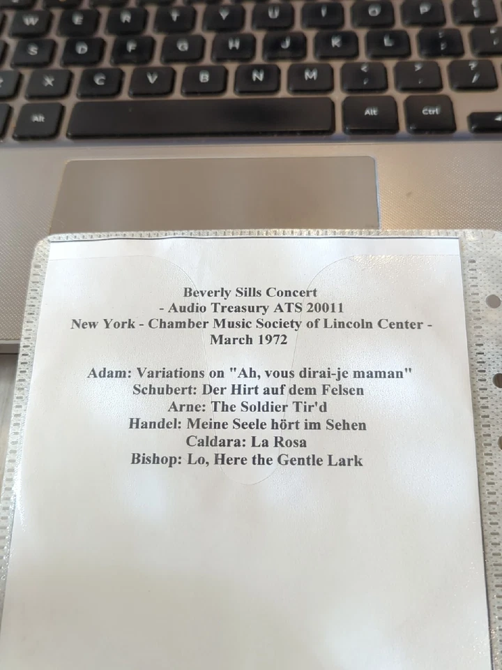 Live Recording Opera CD -1725 Beverly Sills 1972 Audio Treasury Schubert Arne - Image 1 of 1